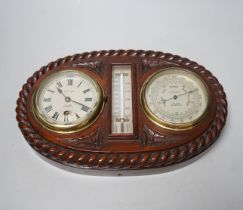 A G. Lee and son oak marine style clock barometer, 31.5cm wide