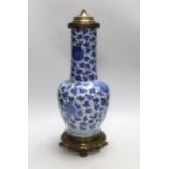 A Chinese vase, 19th century, converted to a lamp, 44cm total height