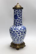 A Chinese vase, 19th century, converted to a lamp, 44cm total height