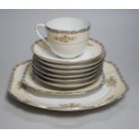 Quantity of mostly mixed tea wares including part Noritake set, glass pedestal dish and silver