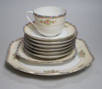 Quantity of mostly mixed tea wares including part Noritake set, glass pedestal dish and silver