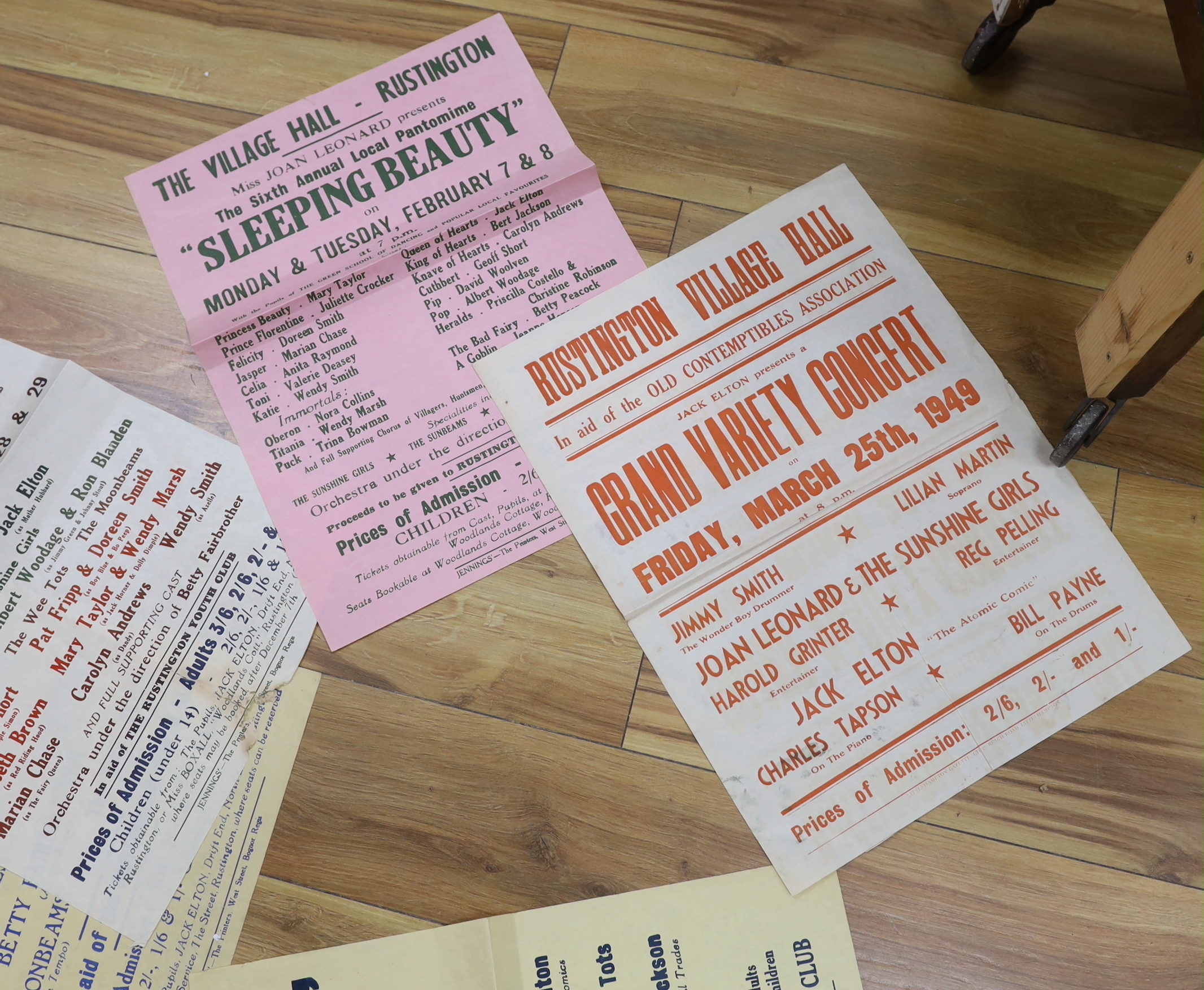 Eight unframed 1940s posters, promoting performances at Rustington Village Hall, including; Grand - Image 5 of 5