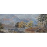 Edward Tucker (1830-1909), watercolour, Mountainous river landscape, signed, details and ink