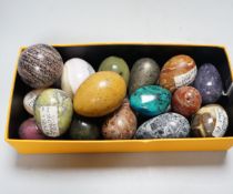 A collection of agate and hardstone eggs