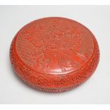 A 20th century Chinese cinnabar lacquer circular box, 25.5cm diameter