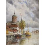 Louis Van Staaten (1859-1924), watercolour, Dutch canal scene, signed, 39 x 29cm