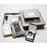 Two modern silver mounted Concorde photograph frames, 12.1cm, two other modern silver mounted