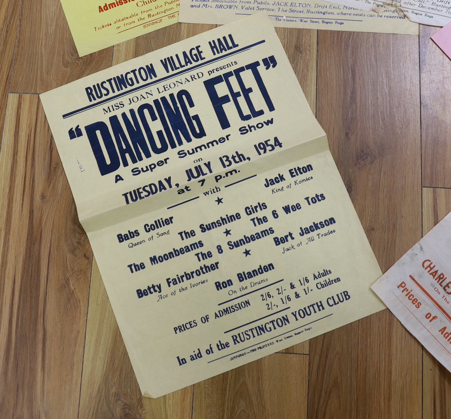 Eight unframed 1940s posters, promoting performances at Rustington Village Hall, including; Grand - Image 4 of 5