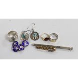 Mixed jewellery including a pair of silver and turquoise earrings by Pruden & Smith, two other