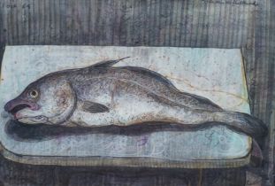 William de Belleroche (1913-1969) mixed media, Study of a fish, 'Codling', signed and dated ‘65,