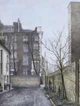 James Kelso (contemporary) acrylic on gesso panel, ‘Looking Back on Sydney Mews’, signed and dated