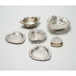 A set of four Canadian Birks sterling bonbon dishes, four other assorted silver bonbon dishes and
