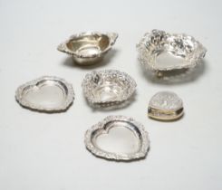 A set of four Canadian Birks sterling bonbon dishes, four other assorted silver bonbon dishes and