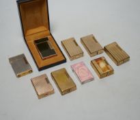 Nine Dupont cigarette lighters