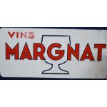 French enamel double sided advertising sign, ‘Vins Margnat’, 90cm x 45cm