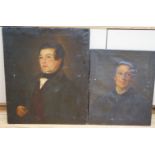 Victorian School, two oils on canvas, head and shoulder portraits of gentleman wearing cravats,