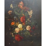 After Jan Davidsz. de Heem (1606-1684) Dutch oileograph on canvas, Still life of flowers, 84 x 67cm