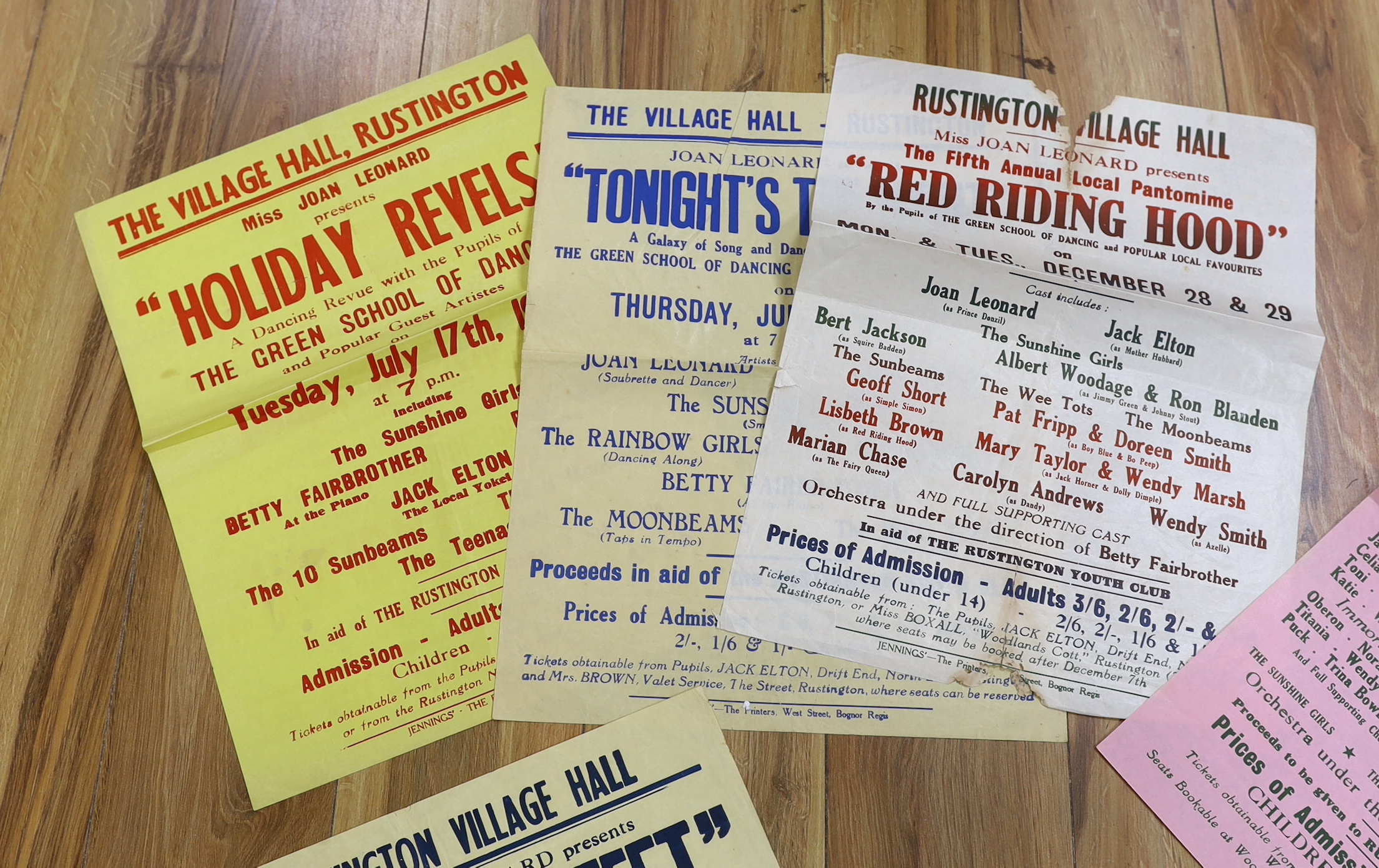 Eight unframed 1940s posters, promoting performances at Rustington Village Hall, including; Grand - Image 3 of 5