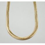 A modern Italian textured 9ct gold necklace, 46cm, 26 grams.