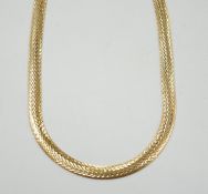 A modern Italian textured 9ct gold necklace, 46cm, 26 grams.