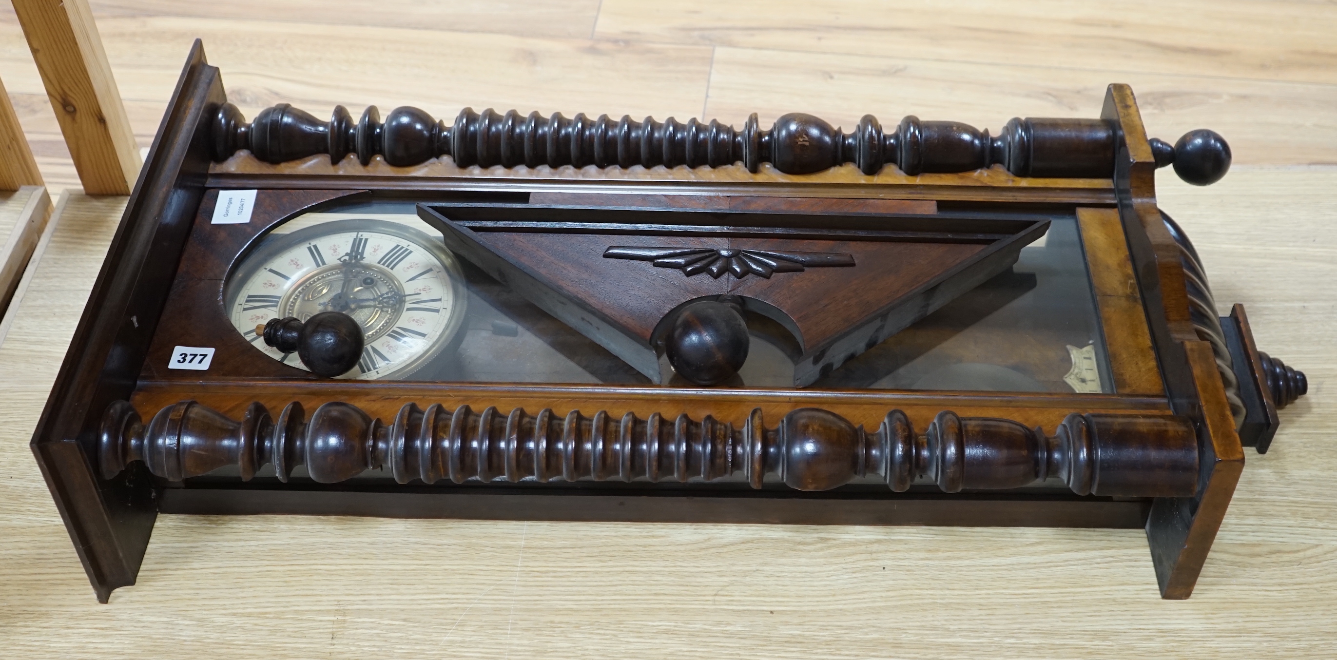 A Vienna walnut wall clock, height 95cm