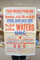 Seven 1940s unframed posters, Pier Music Pavilion, Eastbourne, including; ‘Elsie and Doris