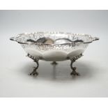 A George V silver bowl, with pierced border, James Dixon & Sons, Sheffield, 1913, diameter 21.5cm,