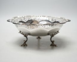 A George V silver bowl, with pierced border, James Dixon & Sons, Sheffield, 1913, diameter 21.5cm,