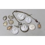 A late Victorian silver open faced pocket watch by J. Williams of Carmarthen, together with other