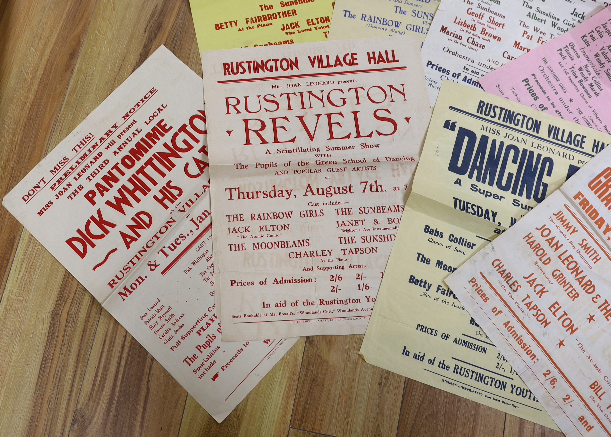 Eight unframed 1940s posters, promoting performances at Rustington Village Hall, including; Grand - Image 2 of 5