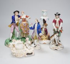 A group of five pieces of continental porcelain, tallest 20cm