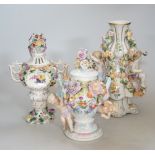 A quantity of German floral encrusted porcelain