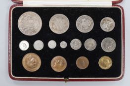 A cased George VI 1937 coronation specimen coin set, Including maundy 1d - 4d, and farthing