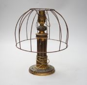 An early 20th century French columnar table lamp, 25cm total height
