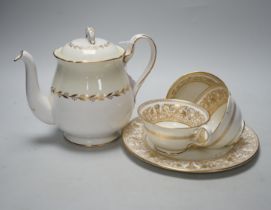 A Wedgwood Gold Florentine part teaset and Shelley Bridal Wreath