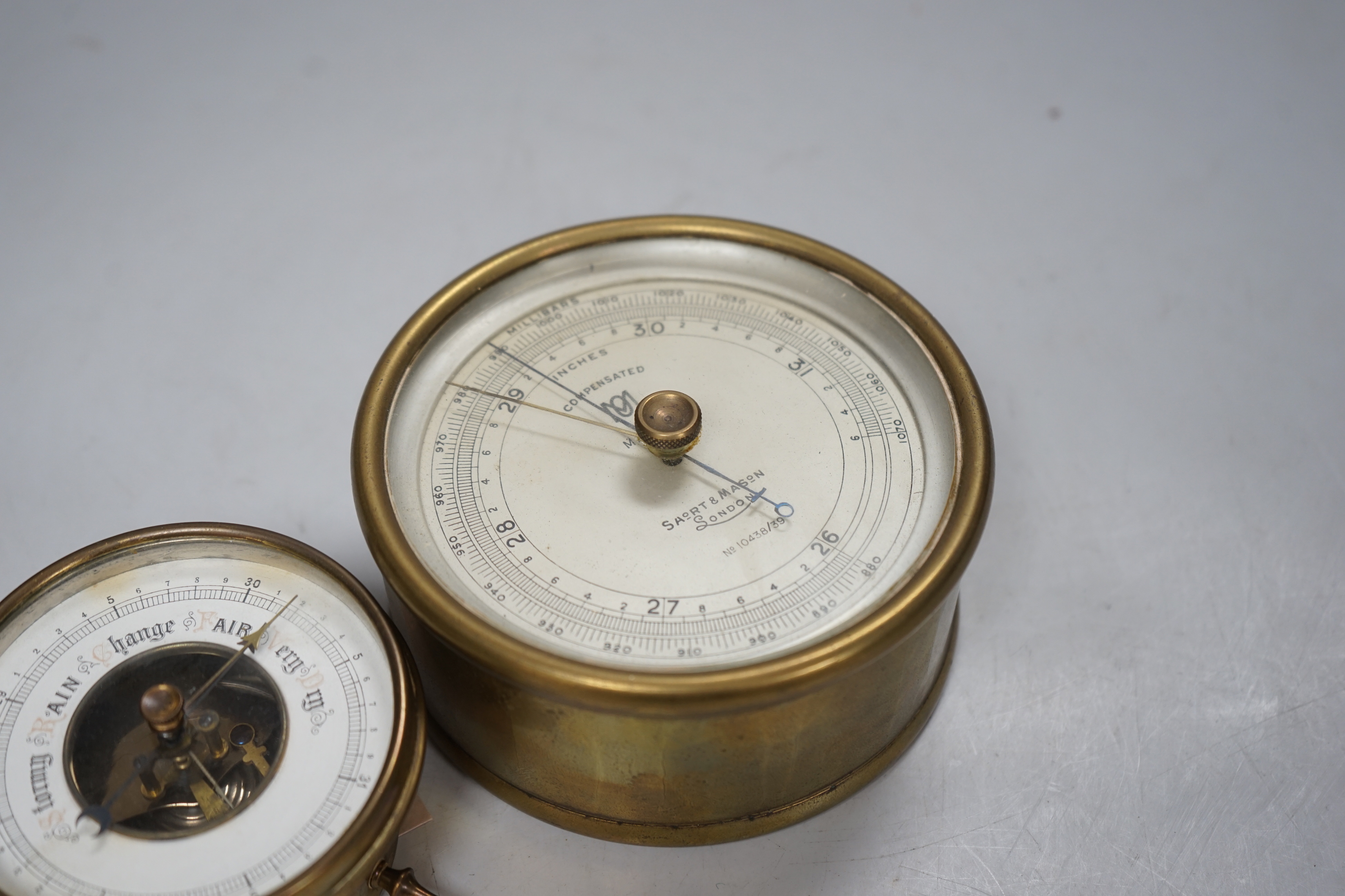 A Short and Mason aneroid barometer and another - Image 2 of 3