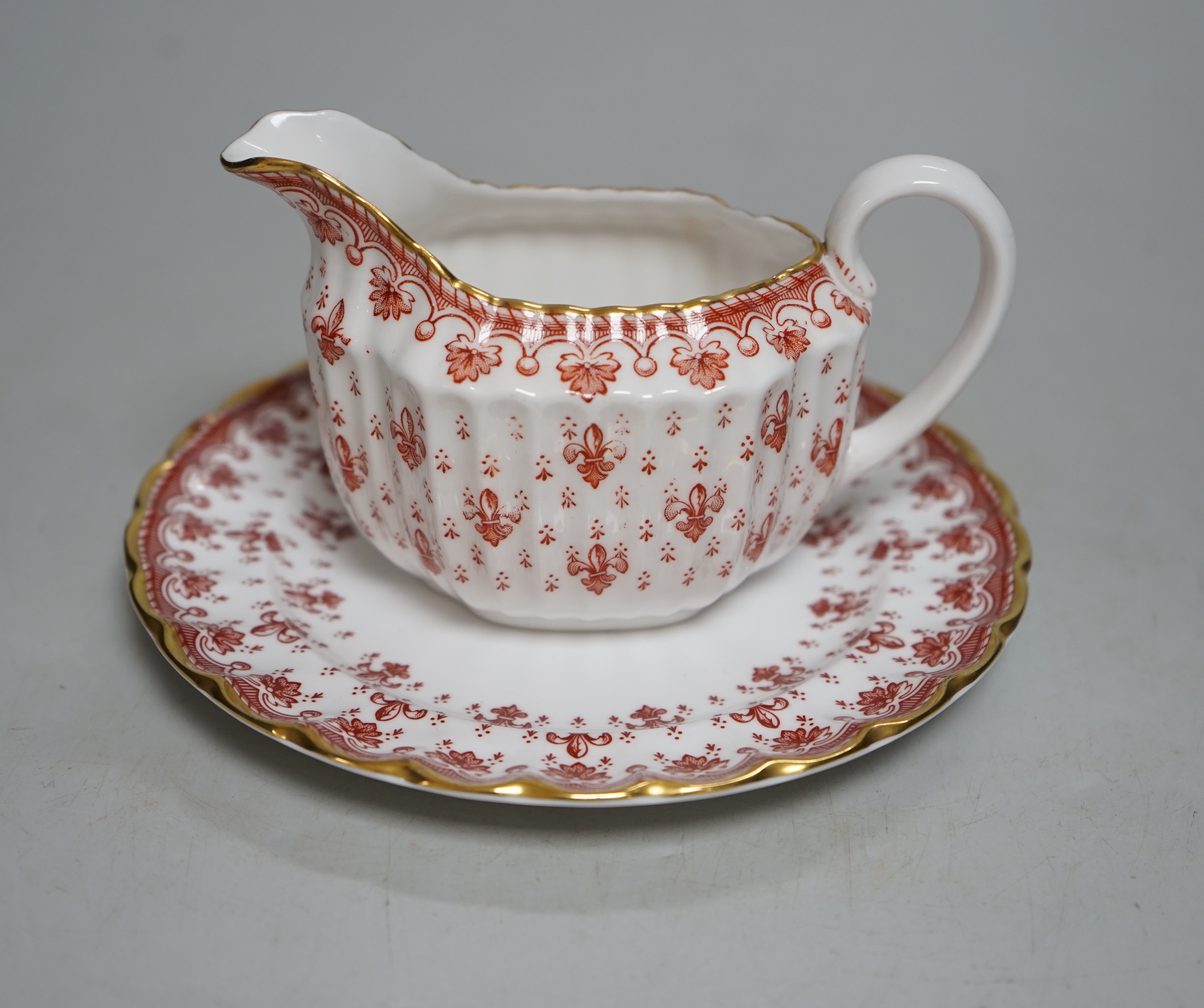 An extensive Spode fine bone china ‘Fleur De Lys Red’ tea, coffee and dinner service, including - Image 2 of 6