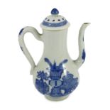 A Chinese blue and white wine ewer and cover, Kangxi period, the pear-shaped body painted with