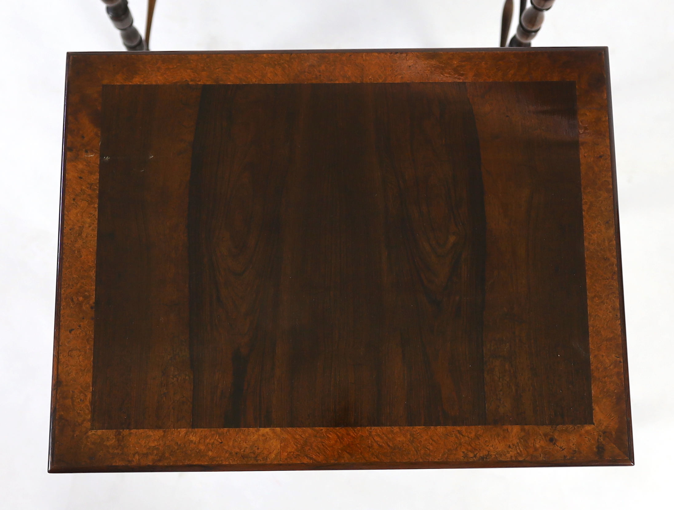 A nest of early Victorian Gillows specimen hardwood top quartetto tables with varying veneers to the - Image 4 of 5