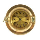 A Jaeger-Le-Coultre for Hermes novelty ship's porthole clock, circa 1955, in lacquered brass with
