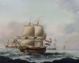 Manner of Hendrick Cornelisz Vroom (Dutch, 1566-1640) Warships at seaoil on canvas56 x 69cm***