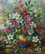 § § Albert Williams (English, 1922-2010) Winter flowers in a Clarice Cliff vaseoil on canvassigned65