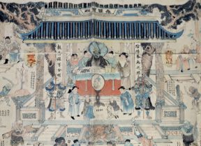 A Chinese ‘Tortures of Hell’ handscroll painting on paper, 19th century, with inscribed scenes of