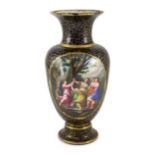 A rare neo-classical enamel on copper vase, probably Vienna 18th/19th century, painted to each