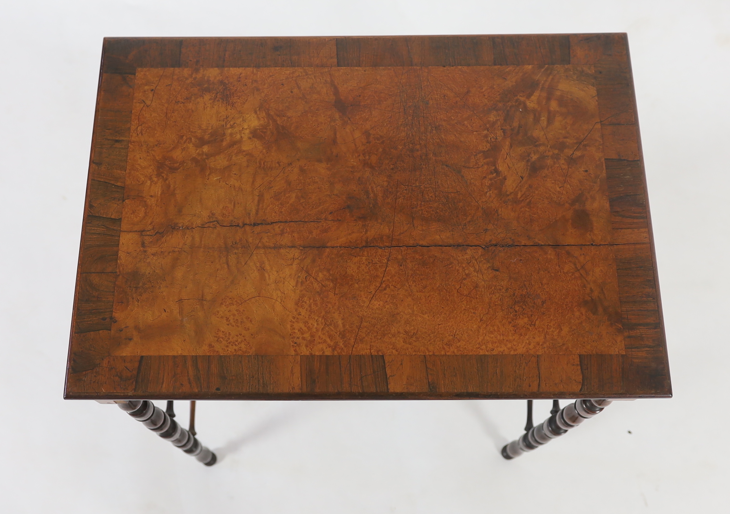 A nest of early Victorian Gillows specimen hardwood top quartetto tables with varying veneers to the - Image 5 of 5