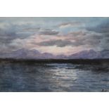 William Percy French (Irish, 1854-1920) Coastal landscape at sunsetwatercolourinitialled17 x