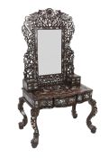 An impressive Chinese hongmu and mother of pearl inlaid dressing table, mid 20th century, the mirror