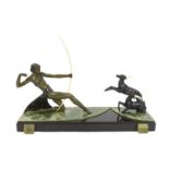 Attributed to Ugo Cipriani (Italian, 1887-1960). An Art Deco bronzed spelter group of an archer