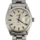 A gentleman's early 1970's stainless steel Rolex Oysterdate Precision manual wind wrist watch, on