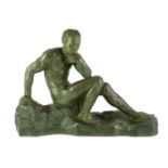 Alexandre Ouline (French, fl.1918-1940). An Art Deco bronzed terracotta sculpture, signed, 50cm